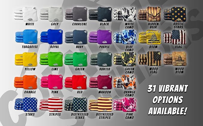 Cornhole Solutions Cornhole Bags Set of 8 – Regulation Pro Style 6x6 – Resin Filled + Tote Bag
