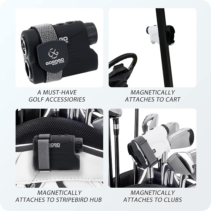 Gogogo Sport Vpro GS24B Laser Rangefinder & Universal Adjustable Magnetic Holder Mount Strap