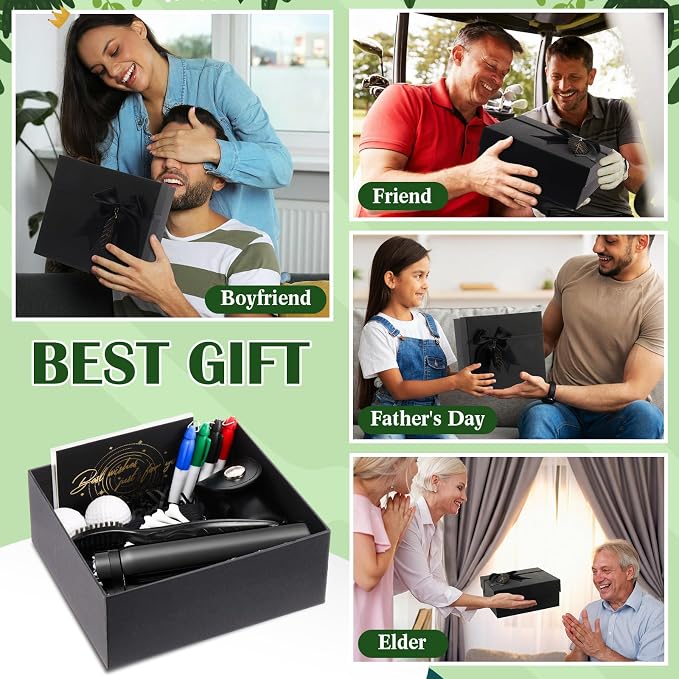 22 Pcs Golf Accessories Kit Cleaning Kit Include Golf Ball Bag Tumbler, Balls Tees Marker Pens, Cleaner Brush, Towel and Gift Box Set for Man Father's Day Birthday Gifts