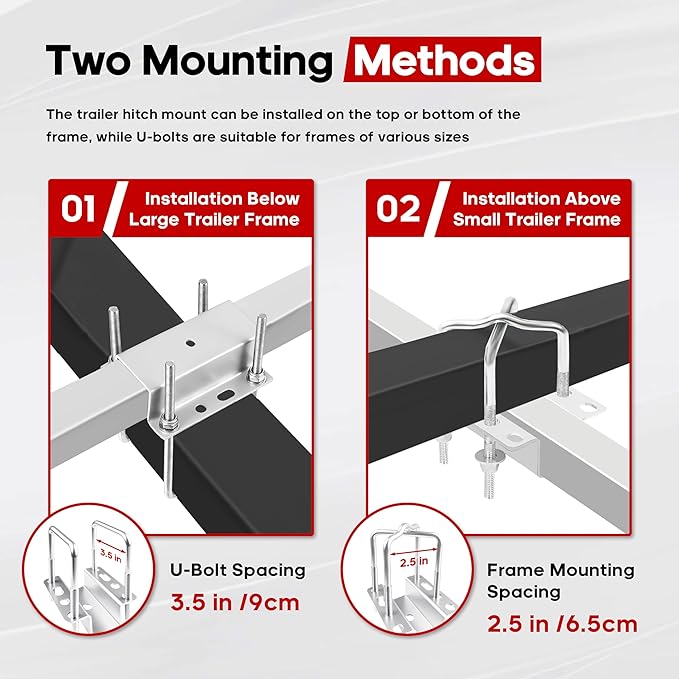 40"/48" Adjustable Boat Trailer Guide-ons, Rustproof Electro-Galvanized Steel Trailer Guides, Boat Trailer Guides Poles with Black PVC Pipes Fit for Ski Boat, Fishing Boat, Sailboat Trailer 2PCS