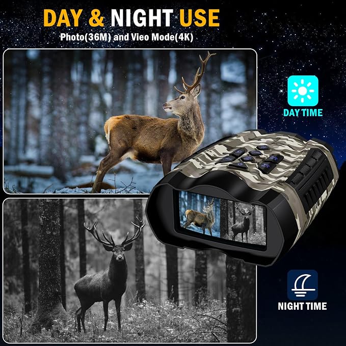 WISHBETY Night Vision Goggles,4K Night Vision Binoculars for Adult with 3.5" HD Screen,32GB TF Card for Photo and Video,9 Gear Infrared and 10X Digital Zoom for Outdoor Enthusiasts and Animal Watchers
