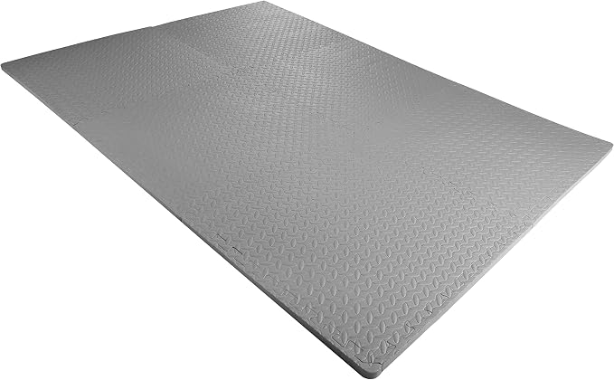 BalanceFrom Puzzle Exercise Mat 3/4" Thick, EVA Interlocking Foam Floor Tiles for Home Gym, Mat for Home Workout Equipment, Floor Padding for Kids, Gray, 24 in x 24 in x 3/4 in, 24 Sq Ft - 6 Tiles