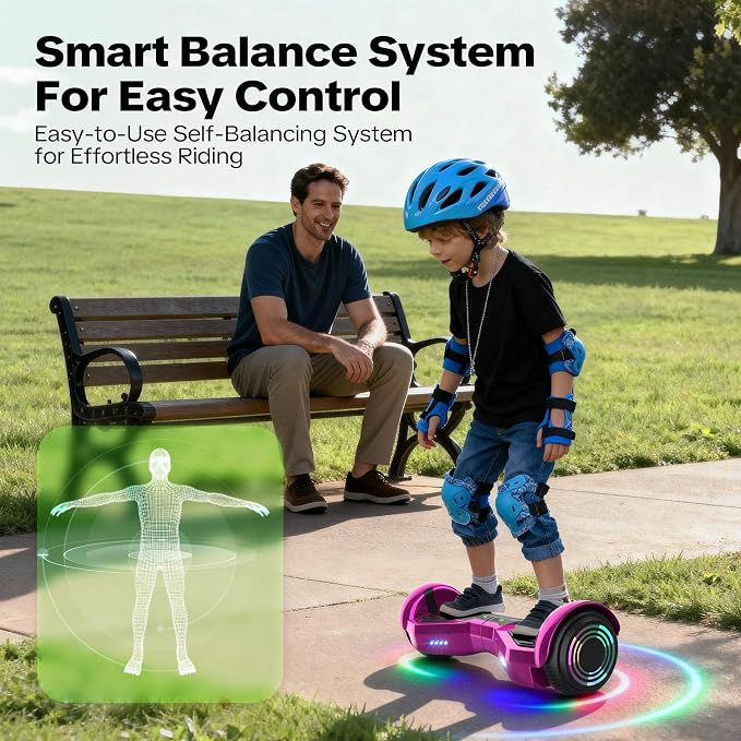 Starship Hoverboard with Bluetooth Speaker, Chrome Color Self Balancing Scooters with Science Fiction Design and 6.5 inch LED Wheels (Chrome Pink)