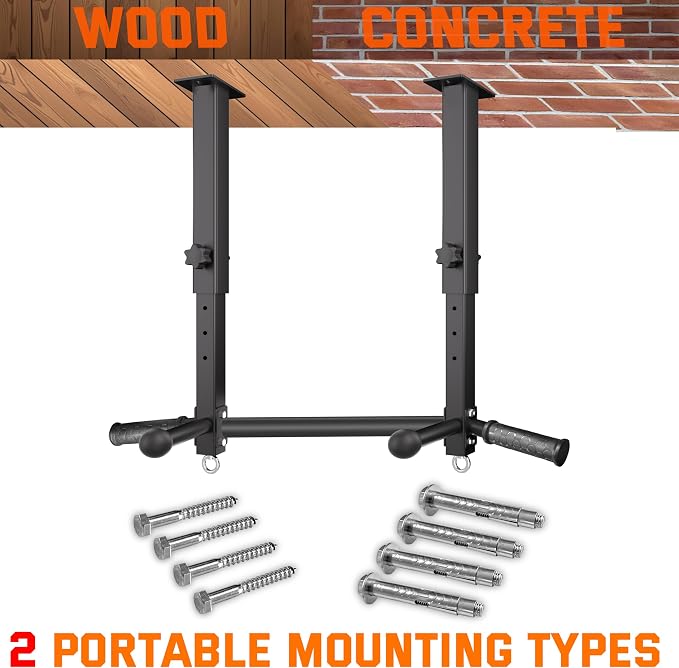 Ceiling Mount Pull Up Bar for Garage/Basement/Rafter - Heavy Duty 800LBS Adjustable Height Multi-Grip Chin Up Bar,Ceiling Joist/Beam