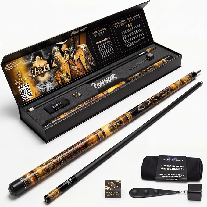 IgnatGames Premium Pool Cue Stick – 58" 2-Piece, Canadian Maple Cue with 12.5mm AirStrike Shaft, Premium Case & Accessories