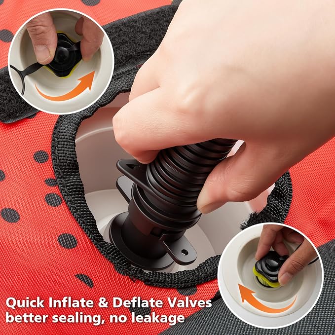 Soulchen Thriller Style Inflatable Towable Tube for Boating, 1-2 Rider Models Water Tubing Tube Full Nylon Cover for Water Sports, Safety Speed Valve for Easy Inflating Deflating