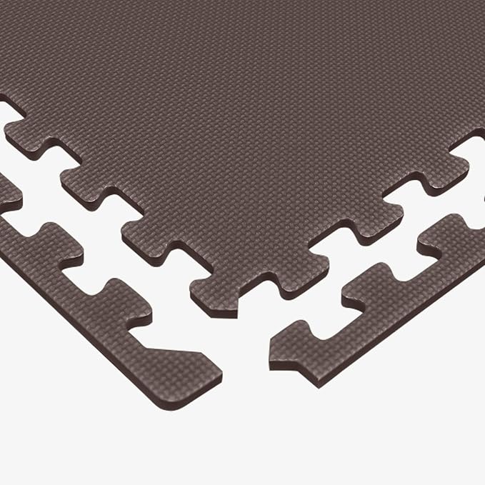 We Sell Mats 1/2 Inch Thickness Multipurpose EVA Foam Floor Tiles, Interlocking Floor Mat for Indoor Gym and Home Use, 24 in x 24 in, Brown, 48 Square Feet (12 Tiles)