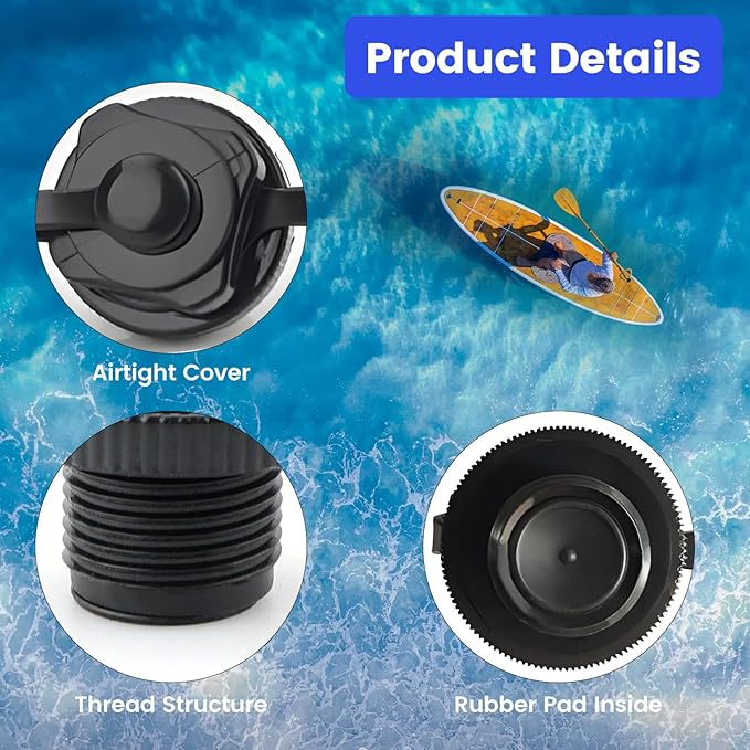 Inflatable Boat Air Valve,2PCS Inflatable Boat Replacement Caps Boat Spiral Air Plugs 0ne-Way Inflation Replacement for Inflatable Raft Boat Kayak(24mm)