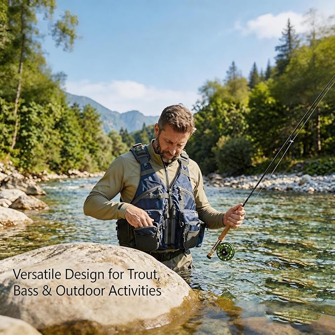 Kylebooker Fly Fishing Vest Pack Adjustable for Men and Women