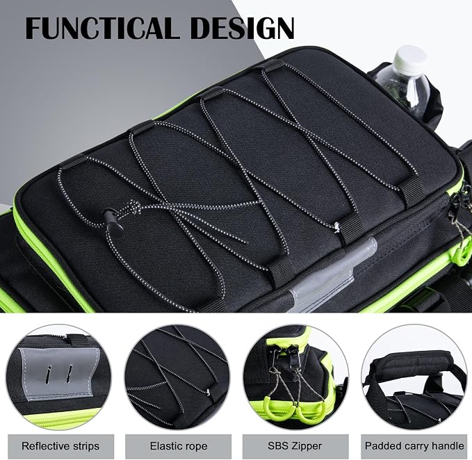 Goture Fishing Tackle Bag with 4PCS 3600 Tackle Boxes | 600D Water-Resistant, Rod Straps, Detachable Bottle Pouch,Waterproof Bottom, Freshwater & Saltwater Gear Storage Fishing Bag
