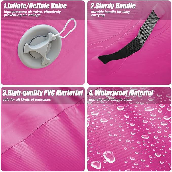 Triclicks Gymnastics Barrel Inflatable Air Roller Barrel Tumble Track Equipment Octagon Mat for Backhandspring Trainer Yoga Cheerleading Home Use Gym Without Pump