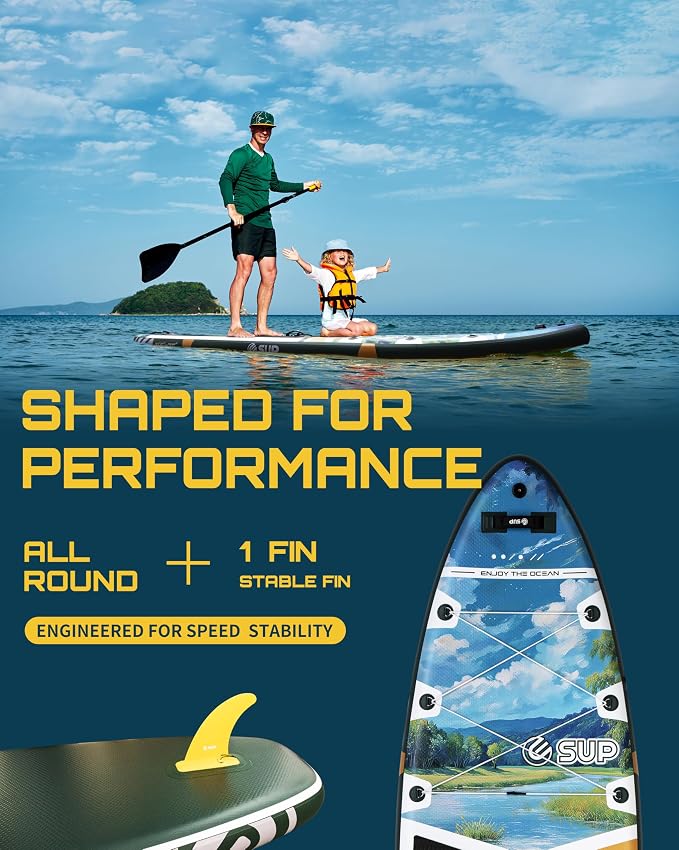 ESUP Extra Wide Inflatable Paddle Board 11’6" ×34/35" ，Super Stable Stand Up Paddleboards for 2 Person/Family/Large Size, Inflatable SUP with Paddle, Pump & Shoulder Strap