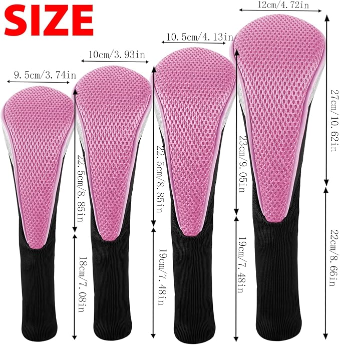 Andux 4pcs/Set Mesh Golf 460cc Driver Fairway Wood Club Head Covers Long Neck with No. Tags