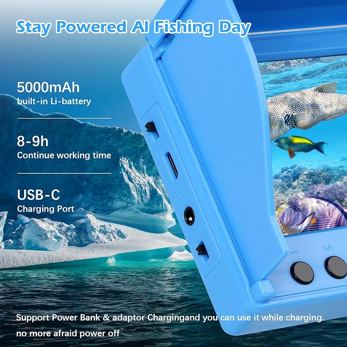 Underwater Fishing Camera 4.3 Inch,4K HD IPS Monitor Fish Finder 220° Wide Angle IP68 Waterproof Infrared Night Vision with 98ft Cable,5000mAh Fishing Camera Gift for Men,Ice Lake Boat River Fishing