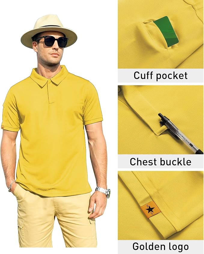 ZITY Mens Polo Shirt Short Sleeve Sports Tactical T-Shirt Athletic Golf Polos Daily Casual Stylish Collared Shirts for Men