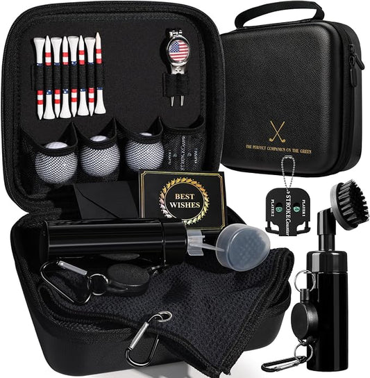 Golf Gift for Men and Women - Golfing Accessories Kit Golf Gift Set for Birthday Valentines Day with Handy Case, Balls, Tees, Divot Tool, Score Counter, Club Cleaner, Towel, Card for Golfer