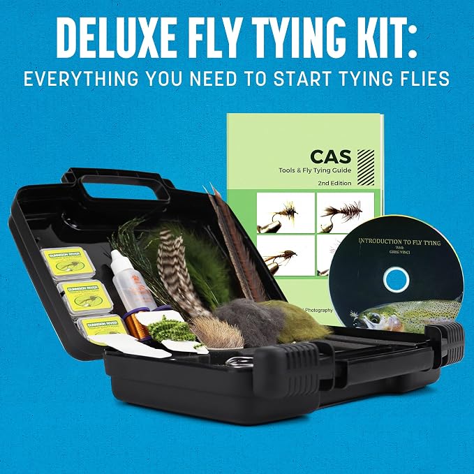 CREATIVE ANGLER Deluxe Fly Tying Kit - Complete Tools Kit, Ideal for Beginners and Pros, Includes Feathers, Vice, Bobbin, Rotary Tool