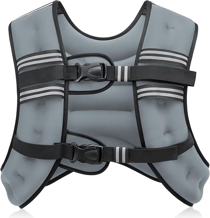 ZELUS Weighted Vest, 6lb/8lb/12lb/16lb/20lb/25lb/30lb Weight Vest with Reflective Stripe for Workout, Strength Training, Running, Fitness, Muscle Building, Weight Loss, Weightlifting