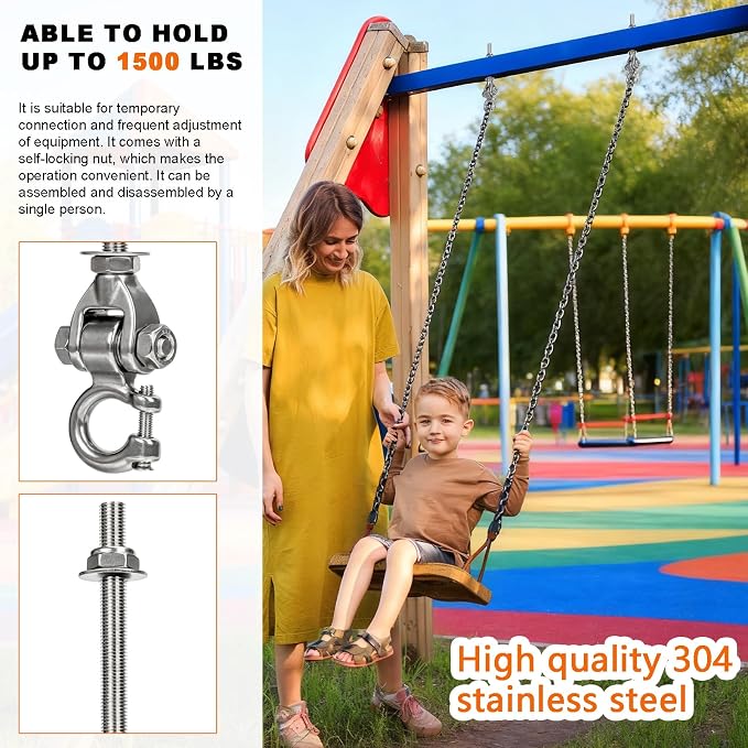 Heavy Duty Swing Hanger with 180°Rotation 1500LB | 2-Pack Stainless steel Bearing Silent Capacity for Sandbag Yoga Swing Hammock Chair
