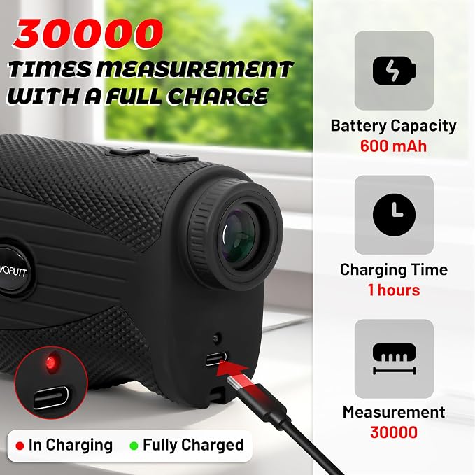Golf Rangefinder with Slope - 1200 Yards Range Finder for Golfing/Hunting, 7X Magnification, Flag Pole Locking Vibration, Rechargeable Range Finders with Magnet Stripe, Best Golf Accessories Gift