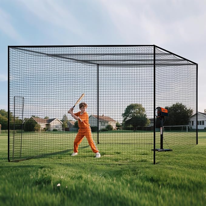VEVOR Baseball Batting Cage,Professional Softball Baseball Batting Hitting Training Net,Heavy Duty Enclosed PE Practice Portable Pitching Cage Net&Carry Bag,for Backyard,Field,Indoor&Outdoor
