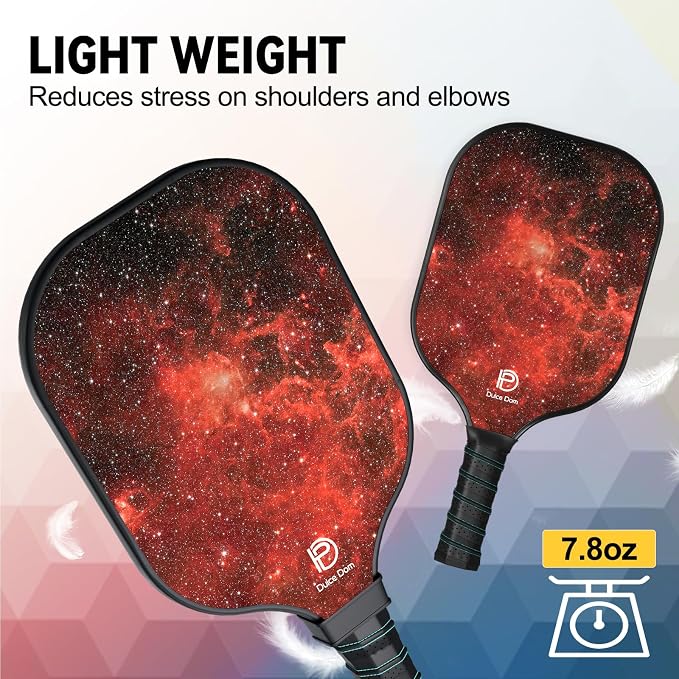 Dulce DOM Pickleball Paddles Set of 2/4 - USAPA Approved, 4 Indoor Outdoor Pickleball Balls, Fiberglass Surface Paddle Racket with Cover Bag, Ideal Training Equipment Gift for Men & Women