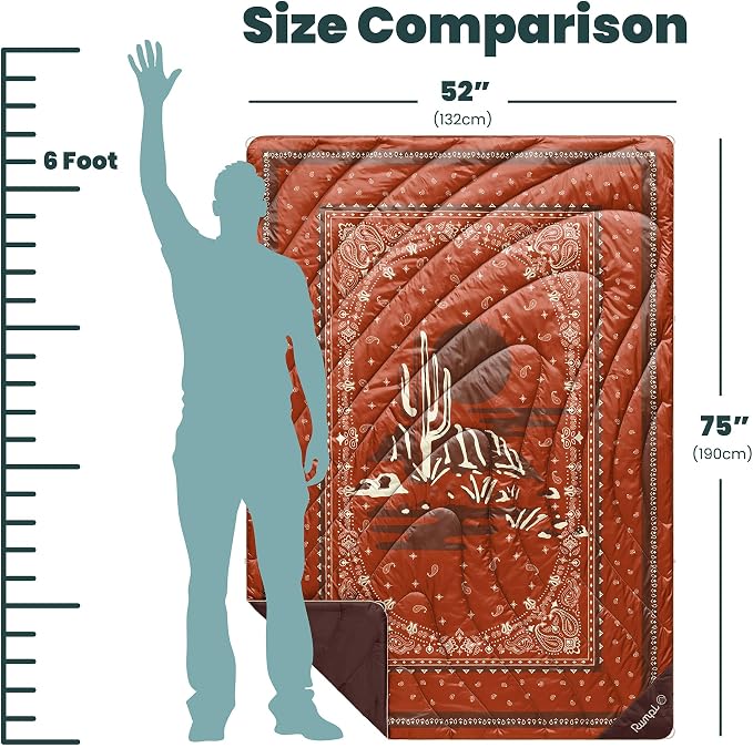 Rumpl Original Puffy 1-Person Blanket for Camping and Outdoors, Sedona Saguaro Bandana