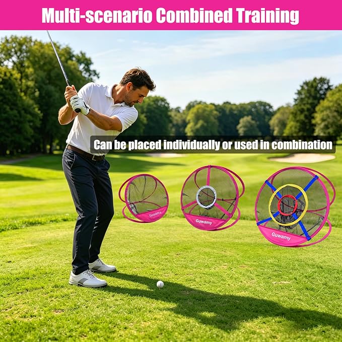 Set of 3 Golf Chipping Nets (3 Sizes) - Pop-Up Practice Targets for Indoor & Outdoor