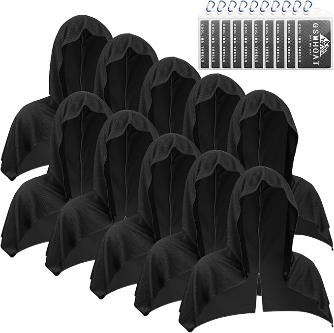10 PCS Cooling Hoodie Towels, Head Cool Towel for Neck and Face, Sun Protection Cooling Hoodie for Sport, Workout, Gym, Outdoor Work