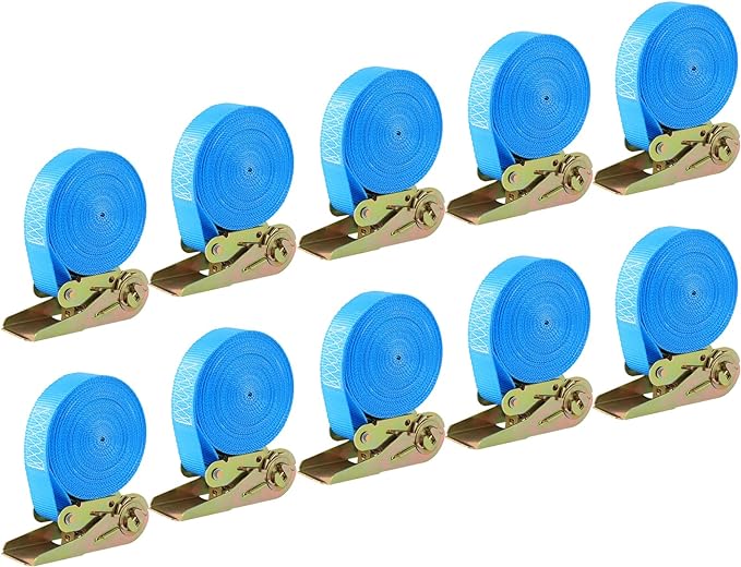 LIFERUN 10 Pack 1" x 20' Ratchet Straps Heavy Duty, 1760lbs Break Strength Endless Ratchet Strap, NO Hook, Tie Down Straps for Motorcycles, Goods, Luggage,Blue