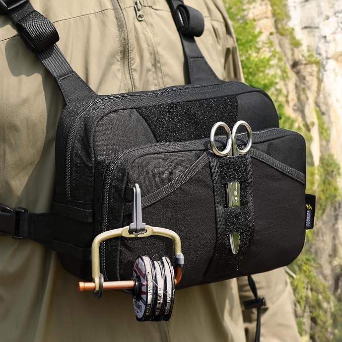 VOTAGOO GEAR Fishing Chest Pack, Fly Fishing Bag for Men and Women, Tackle and Fly Boxes Storage Pack, Hunting Binocular Pack