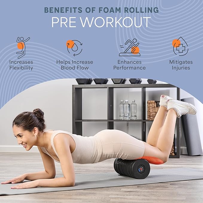 LifePro Surger Vibrating Foam Roller — Electric 4-Speed Deep Tissue Massager with Built-in Timer — Full Body Massage and Comfort for Back, Legs or Lats