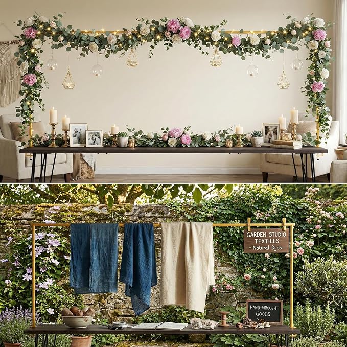 Adjustable Over The Table Arch Stand with Clamps - Heavy Duty Metal Balloon Table Rod for Wedding, Birthday, Halloween, Christmas Decorations -8FTx4FT Indoor & Outdoor Party Decor Frame