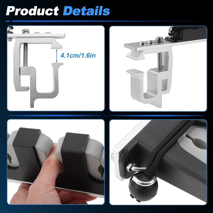 2x Aluminum Fishing Rod Holder for Truck Bed, 6 Rods Capacity, Stable C-Clamp Mount, Fishing Pole Storage Rack Holder for Truck Pickup Boat, Horizontally or Vertically Place
