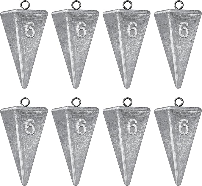 Pyramid Sinkers Fishing Weights, Saltwater Fishing Sinkers for Surf Fishing Gear Tackle - 1oz, 2oz, 3oz