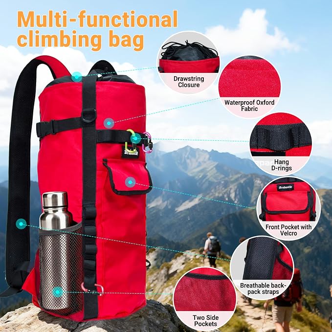 Climbing Rope Bag,Large Capacity Arborist Tree Rope Storage Bag,Waterproof Outdoor Rock Climbing Gear Bag