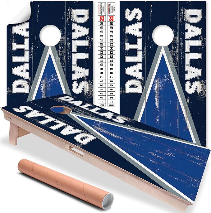 Lone Star Art Dallas Cornhole Board Wraps and Decals for Boards Set of 2 Skins Professional Vinyl Covers Sticker - Football Tailgating Cornhole Wraps Stickers Cornhole Skins Cornhole Wraps for Boards