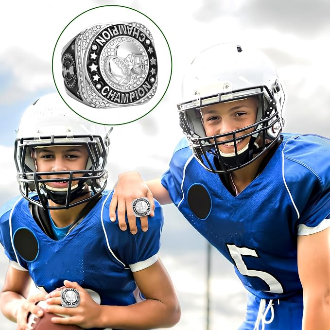 Highergo 10 Pcs Basketball Softball Baseball MVP Dancer Champion Trophy Ring with Display Stand Star Football Soccer Volleyball Golf Cheerleading Bowling Track Field