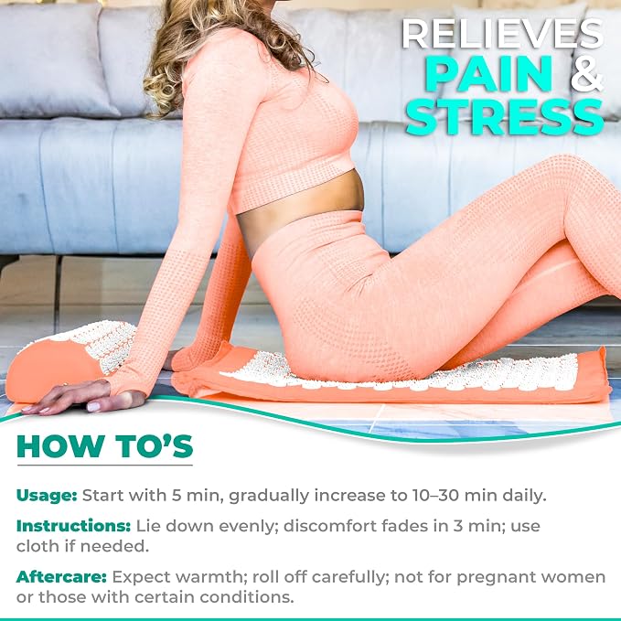 Sivan Health and Fitness Acupressure Mat and Pillow Set - Grounding Mat for Stress, Back & Neck Pain - Acupuncture Point Massage Mat for Muscle Relaxation, Sciatica, & Meditation - Includes Carry Bag