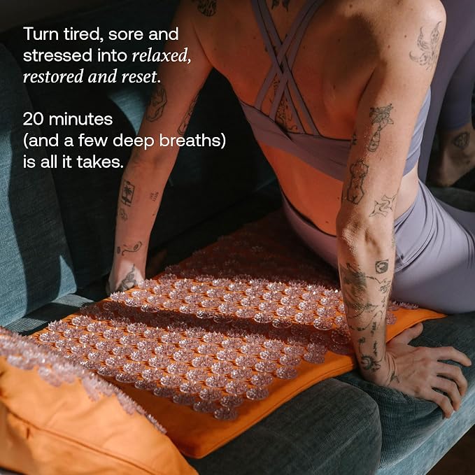 ShaktiMat Acupressure Mat for Relaxation, Massage Muscles, Aid Sleep & Unlock Inner Tension, Similar to Acupuncture, No Needles Required (Premium, Level 1, Amber)