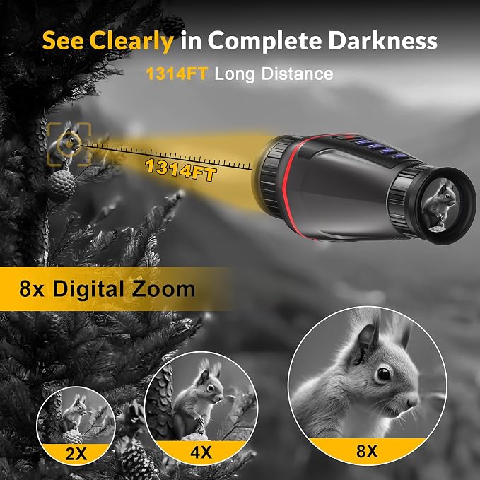 4K Digital Night Vision Monocular, 1314FT Full Dark Distance, Photo & 4K Video Recording, Manual Focus & Diopter, Night Vision Goggles with Infrared Illuminator, SD Card