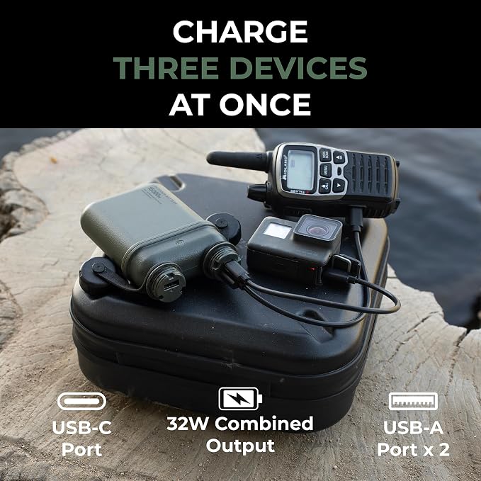 NESTOUT Rugged Power Bank, 15000mAh Outdoor Charger, 32W USB-C Fast Charging PD, Waterproof IP67, Durable Shockproof, Battery Pack for iPhone Tablet Hiking Travel Camping (Olive Green, 15000mAh)