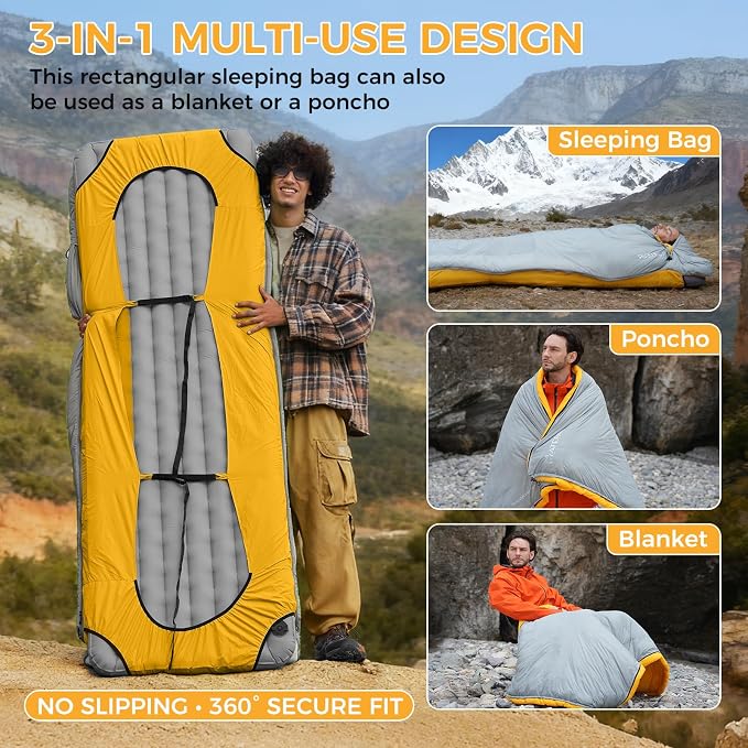 ATEPA Down Sleeping Bag for Adults, Recycled Ultralight 35°F 40°F 45°F 50°F 650FP / 700FP 3 Season Compact Sleeping Bags with Compression Sack for Backpacking Camping Hiking, Can Be Attached to Pad