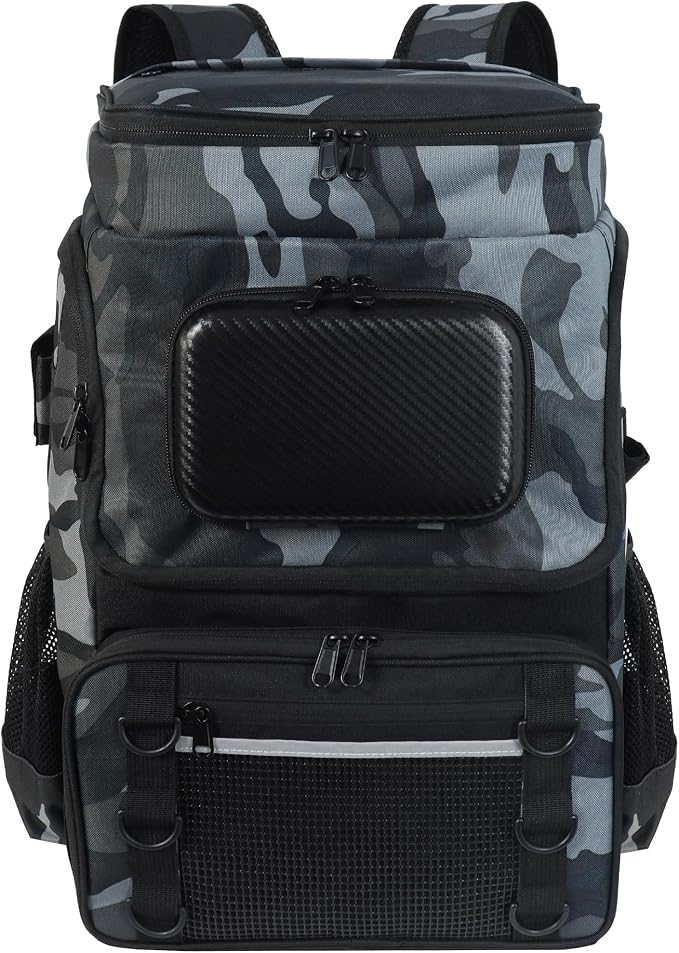 Fishing Backpack with Rod Holder, Large 50L Tackle Bag Water Resistant Tackle Backpack Heavy Duty Fishing Bag Gift for Men Woman