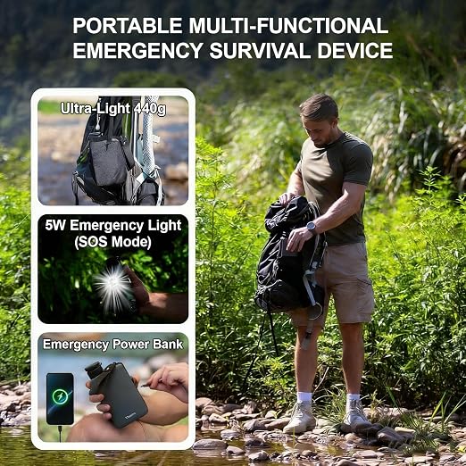 Portable Electric Water Filter Pump, 0.01 Micron Outdoor Camping Water Purifier, Water Filtration System Survival for Hiking, Camping, Travel and Emergency, Best Gifts for Men.