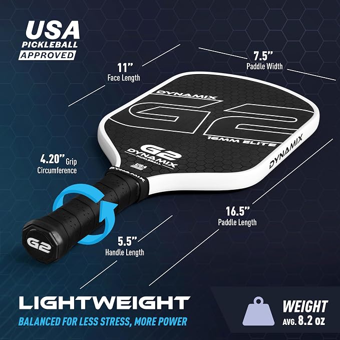 Carbon Fiber Pickleball Paddle 16mm G2, USAPA Approved Raw Carbon Gen2, Pro-Grade Thermoformed Pickleball Racket, Elite Pickle-Ball Paddle for Control, Power & Spin