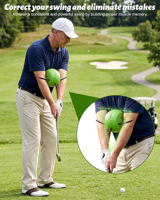 Golf Grip Trainer, Golf Training Aid Ball, Golf Swing Trainer for Arm Swing | Connected-arm feedback,compact path control,muscle memory reinforcement,separation reminder,portable warm-up design