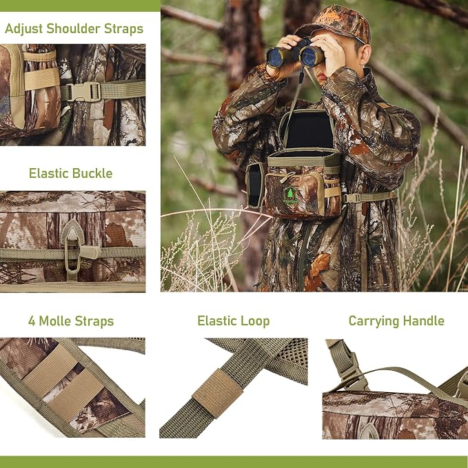 Binocular Harness Chest Pack with Rangefinder Pouch, Bino Harness with Rain Cover for Hunting