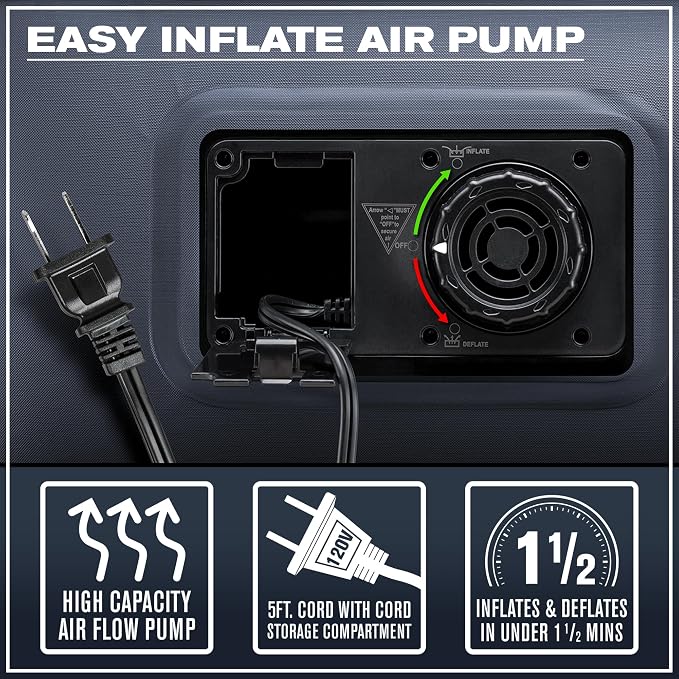 Pittman - Air Mattress Twin with Built in Pump - Black 18" Double High Twin Air Mattress with Built in Pump that Inflates & Deflates - Blow Up Mattress is Ideal for Guests or Camping