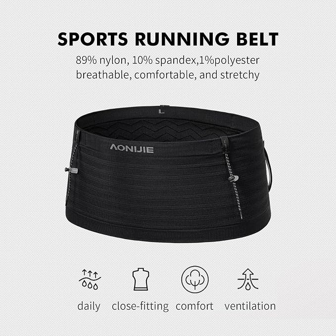 Running Belt for Men Women with 250ml Water Bottle, Lightweight Reflective Waist Pack for Running, Hiking, Training - M